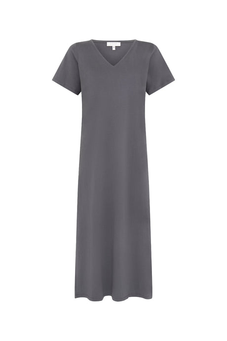 Basic V Neck Tee Dress Anthracite