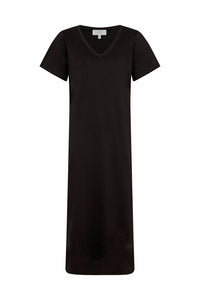 Basic V Neck Tee Dress Black