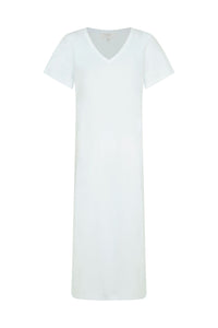 Basic V Neck Tee Dress White