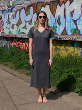 Basic V Neck Tee Dress Anthracite