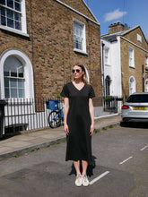 Basic V Neck Tee Dress Black