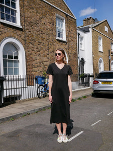 Basic V Neck Tee Dress Black