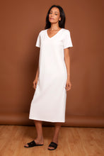 Basic V Neck Tee Dress White