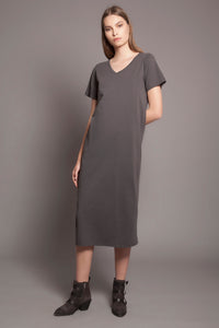 Basic V Neck Tee Dress Anthracite