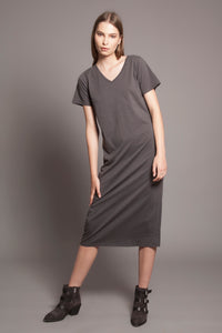 Basic V Neck Tee Dress Anthracite