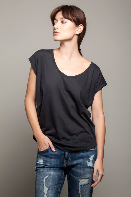 Basic Round Neck Tee Charcoal