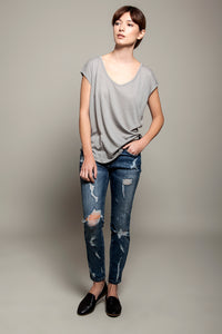 Basic Round Neck Tee Grey