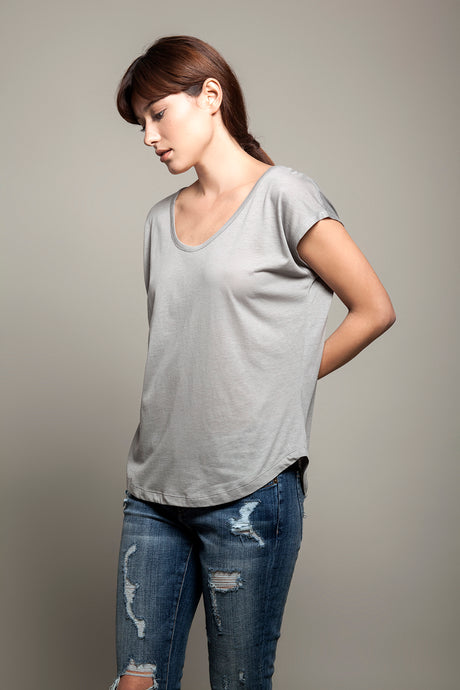 Basic Round Neck Tee Grey