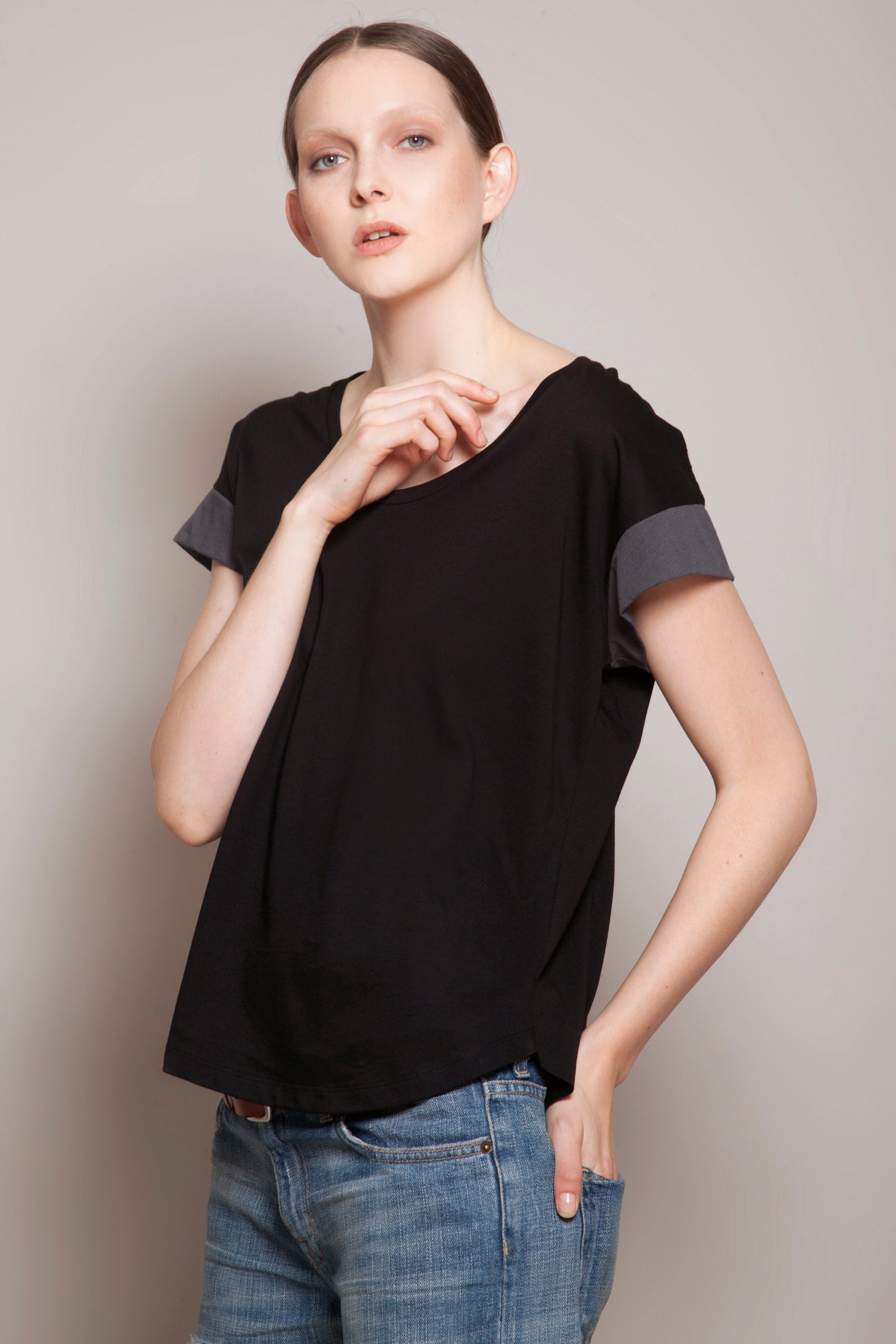Colour Block Tee Black