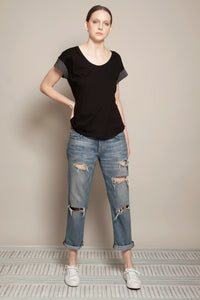 Colour Block Tee Black